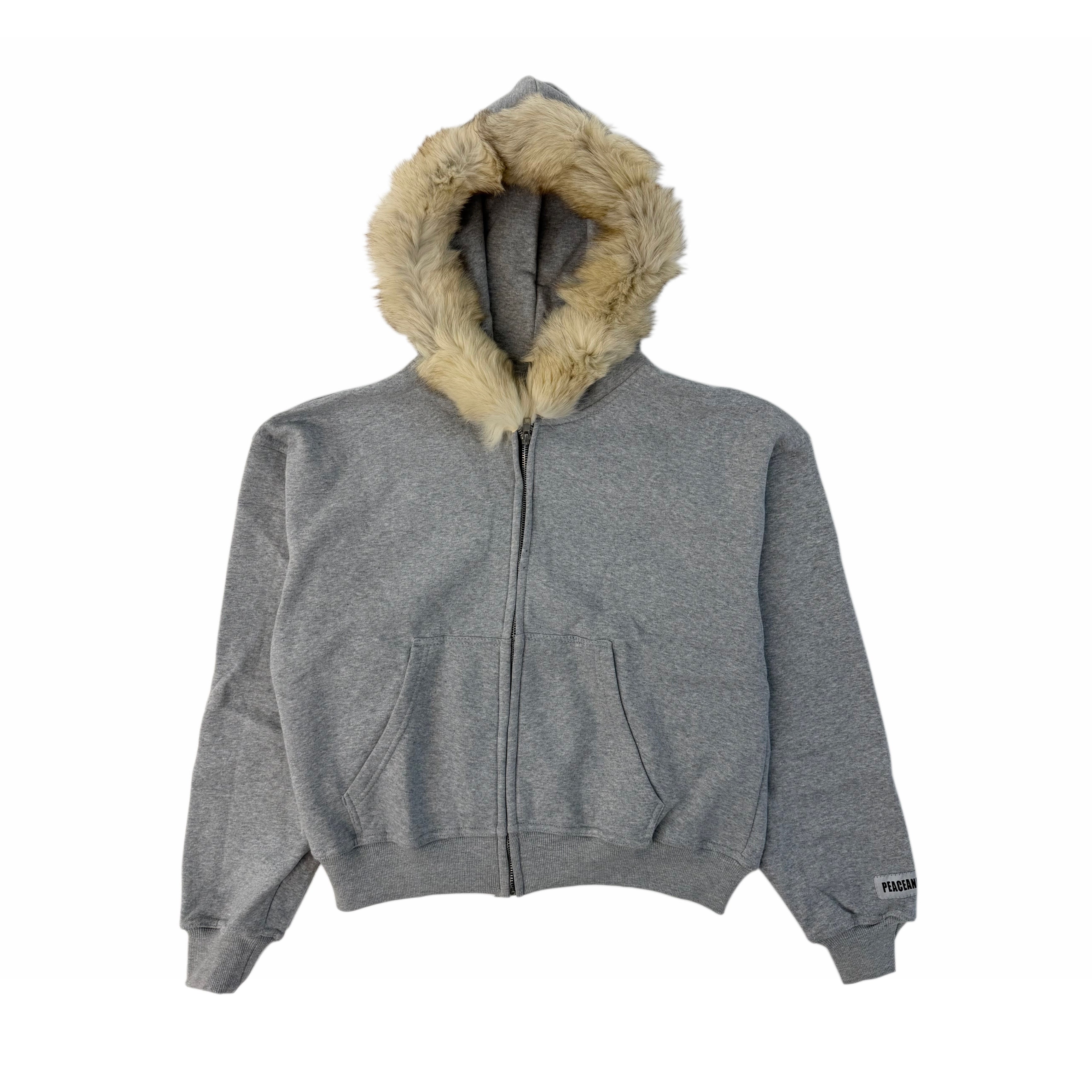 blank fur hoodie (grey)