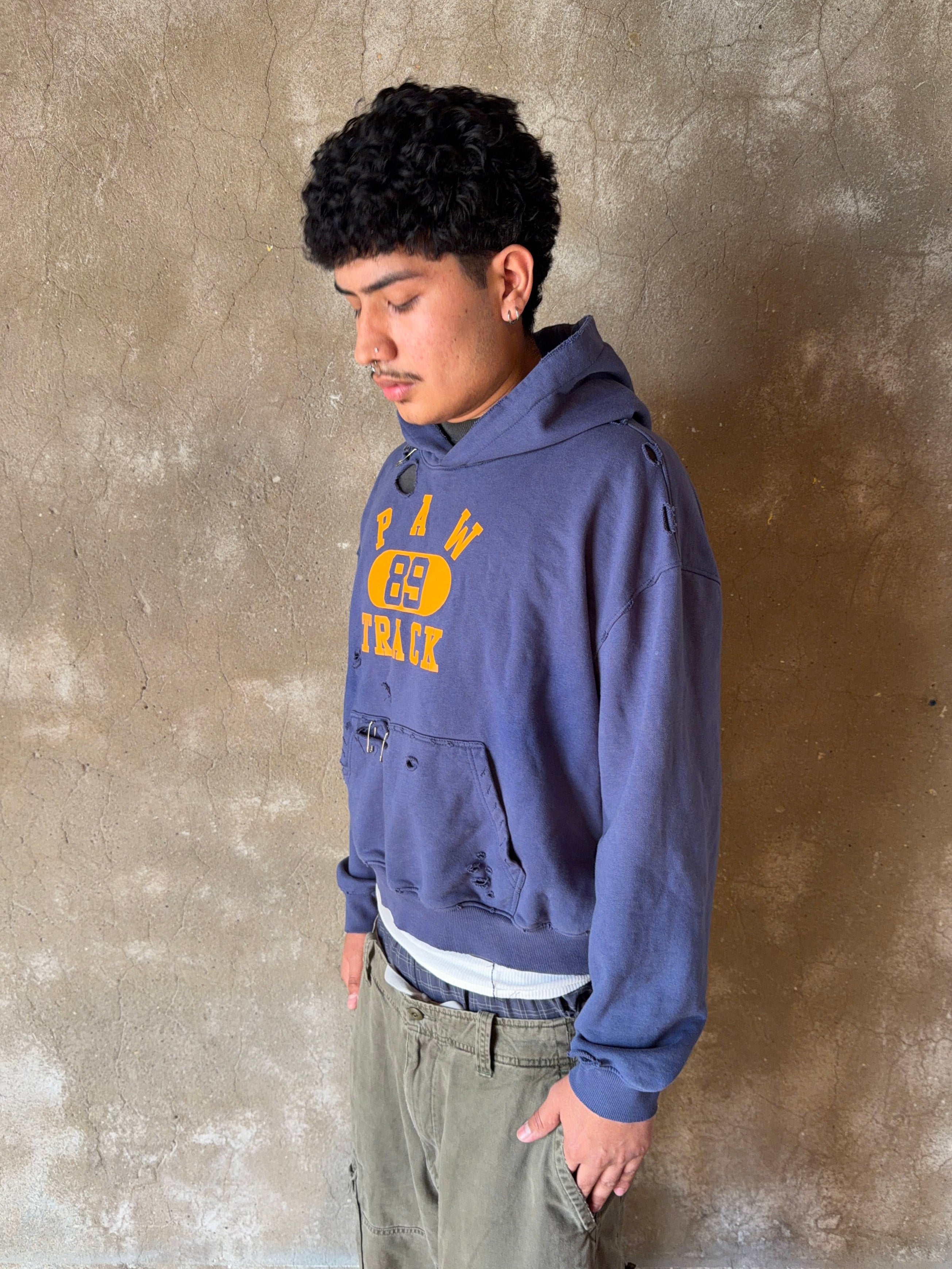 Distressed Track Hoodie